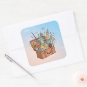 Reizen Vierkante Sticker (Envelop)