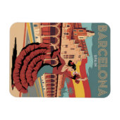 Reizen vintage barcelona spanje flaminco cadeaus magneet (Horizontaal)