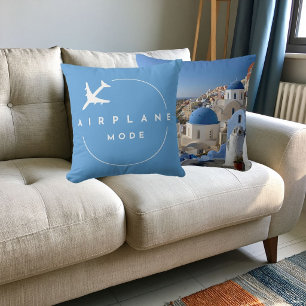 Reizen Vliegtuigmodus Modern Blauw Aangepaste Foto Kussen