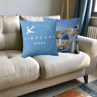 Reizen Vliegtuigmodus Modern Blauw Aangepaste Foto Kussen