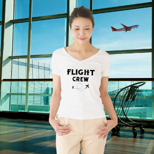 Reizen Vlucht Bemanning Vliegtuig Vliegen Modern V T-shirt