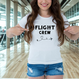 Reizen Vlucht Bemanning Zwart Vliegtuig Hart Vakan T-shirt