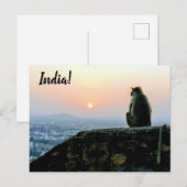 Reizen Vredige Meditatie Aap India Zonsondergang Briefkaart (Voorkant / Achterkant)