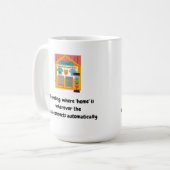 Reizen: waar 'thuis' is waar de Wi-Fi-verbinding o Koffiemok (Voorkant links)