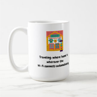 Reizen: waar 'thuis' is waar de Wi-Fi-verbinding o Koffiemok
