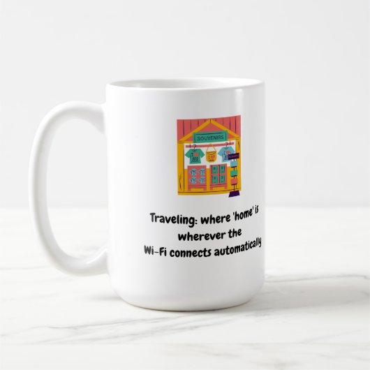 Reizen: waar 'thuis' is waar de Wi-Fi-verbinding o Koffiemok (Links)