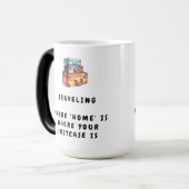 Reizen: waar 'thuis' is waar uw koffer is magische mok (Voorkant links)