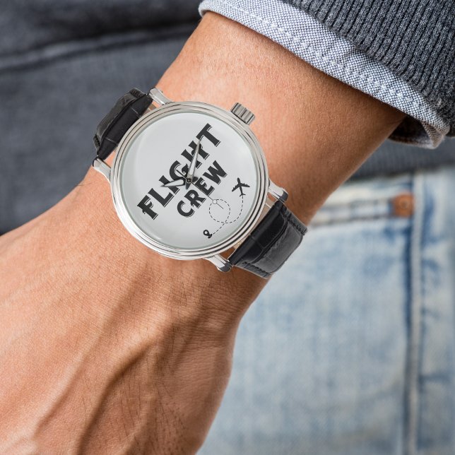 Reizen Wanderlust Black Flight Crew en Vliegtuig Horloge (Creator heeft geüpload)