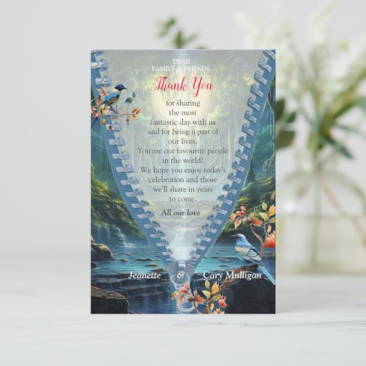 Reizen Waterval Bestemming van Onze Wereld RSVP Kaartje (Staand voorkant)