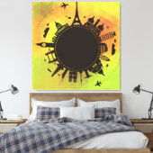 Reizen Wereld Bezienswaardigheden Cool Illustratie Canvas Afdruk (Insitu (Slaapkamer))