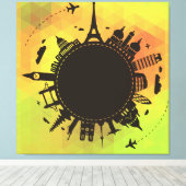 Reizen Wereld Bezienswaardigheden Cool Illustratie Canvas Afdruk (Insitu (Houten vloer))