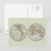 Reizen Wereldbol Map Earth 1916 World Atlas Briefkaart (Voorkant / Achterkant)