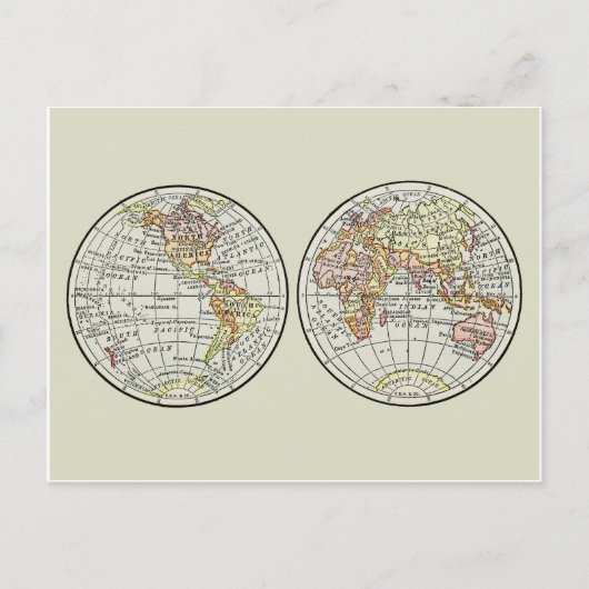 Reizen Wereldbol Map Earth 1916 World Atlas Briefkaart (Voorkant)