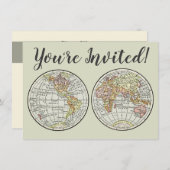 Reizen Wereldbol Map Earth 1916 World Atlas Kaart (Voorkant / Achterkant)