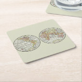 Reizen Wereldbol Map Earth 1916 World Atlas Kartonnen Onderzetters (Schuin)