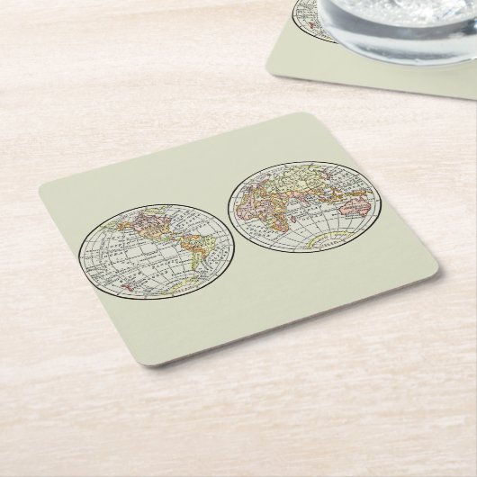 Reizen Wereldbol Map Earth 1916 World Atlas Kartonnen Onderzetters (Schuin)
