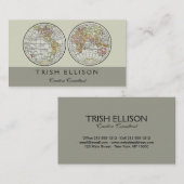 Reizen Wereldbol Map Earth 1916 World Atlas Visitekaartje (Voorkant / Achterkant)