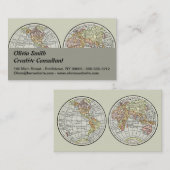 Reizen Wereldbol Map Earth 1916 World Atlas Visitekaartje (Voorkant / Achterkant)