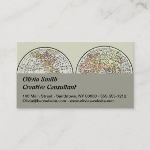 Reizen Wereldbol Map Earth 1916 World Atlas Visitekaartje