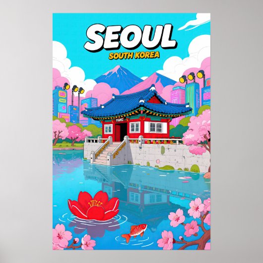 Reizen Zuid-Korea Pop Art Poster (Voorkant)