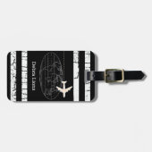 Reizen zwart gepersonaliseerd vliegtuig bagagelabel (Voorkant horizontaal)