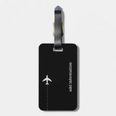 Reizen zwart gepersonaliseerd vliegtuig bagagelabel (Achterkant verticaal)