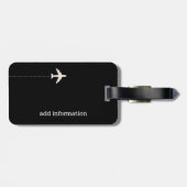 Reizen zwart gepersonaliseerd vliegtuig bagagelabel (Achterkant horizontaal)