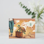 Reizend Turtle Briefkaart | Schattige oceaanavontu (Staand voorkant)
