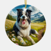 Reizende Border Collie-hond Aandenken Keramisch Ornament (Voorkant)