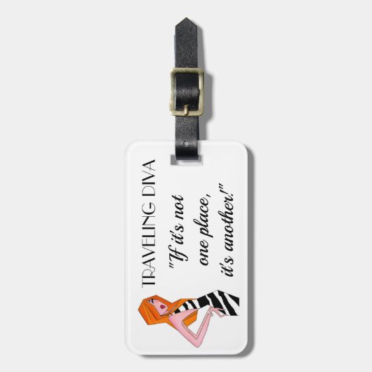 REIZENDE DIVA Als het niet de ene plek is, is het  Bagagelabel (Voorkant verticaal)