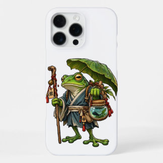 Reizende kikker onder een paraplu blad iPhone 16 pro max hoesje