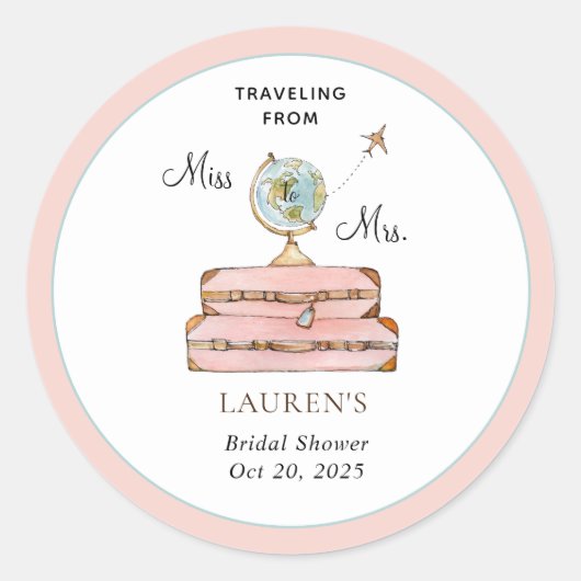 Reizende koffers Vrijgezellenfeest Ronde Sticker (Voorkant)