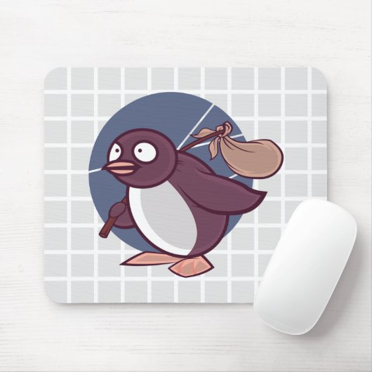 Reizende Pinguïn Grid Muismat (Met muis)