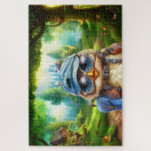 Reizende uil op een betoverd bos 20x30 legpuzzel (Verticaal)