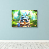 Reizende uil op een betoverd bos canvas afdruk (Insitu (Houten vloer))