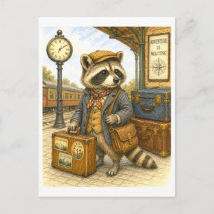 Reizende Wasbeer Illustratie Briefkaart