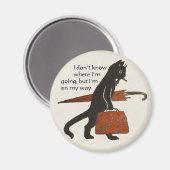 reizende zwarte kat ronde magneet (Voorkant / Achterkant)