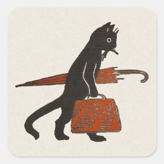  Reizende Zwarte Kat Stickers (Voorkant)