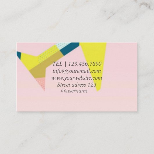 Reizersagent vlakke roze Visitekaartje (Achterkant)