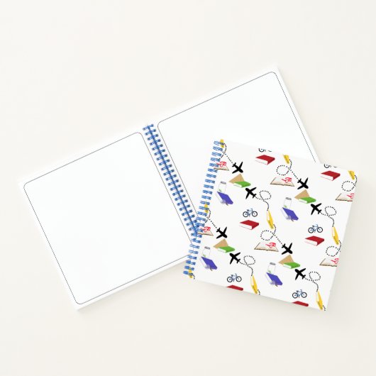 Reizigboekblad met rood geel blauw vliegtuig notitieboek (Binnen)