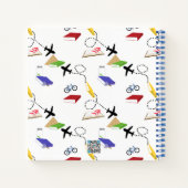 Reizigboekblad met rood geel blauw vliegtuig notitieboek (Achterkant)