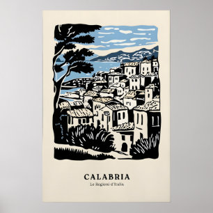 Reizige Calabria Stad Poster, Nostalgisch Italië Poster