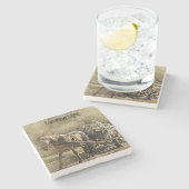 Reizigend licht oud koppel op wagen stenen onderzetter (Zijkant)