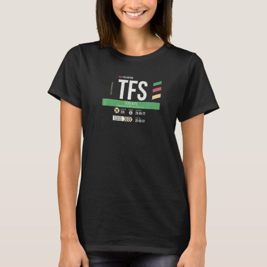  Reizigendag TFS Airport Code Retro T-shirt (Voorkant)