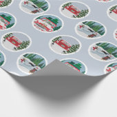 Reizigende honden op blauw cadeaupapier (Hoek)