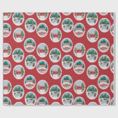 Reizigende honden op rood cadeaupapier (Vlak)