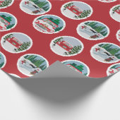 Reizigende honden op rood cadeaupapier (Hoek)