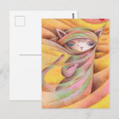 Reizigende kat briefkaart (Voorkant / Achterkant)