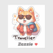Reiziger Anime Coolle Hond Sticker (Vel)