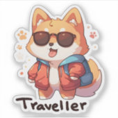 Reiziger Anime Coolle Hond Sticker (Voorkant)